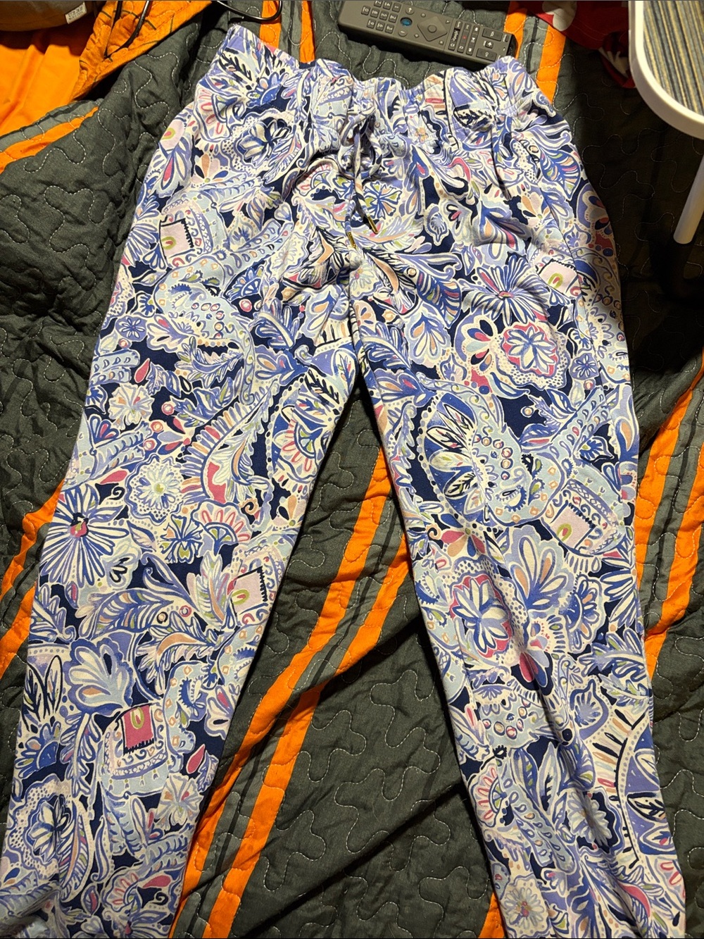 Lilly Pulitzer Blue Paisley Drawstring Pants